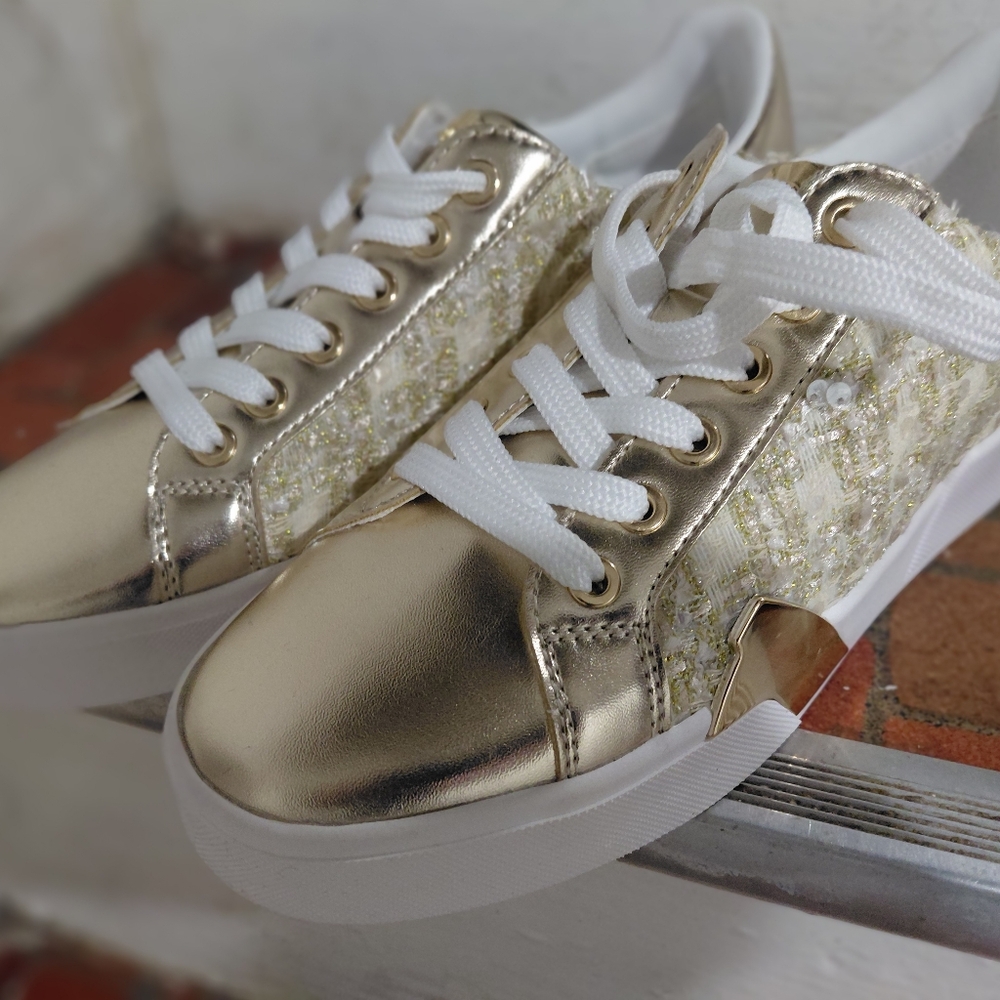Chic Gold and White Sneakers, Karl Langfield